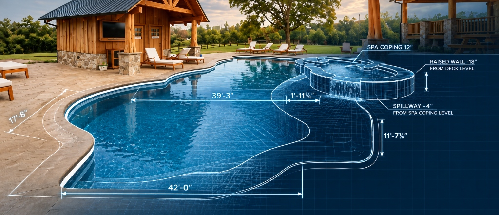 Custom Freeform Pool with Raised Spa Wall